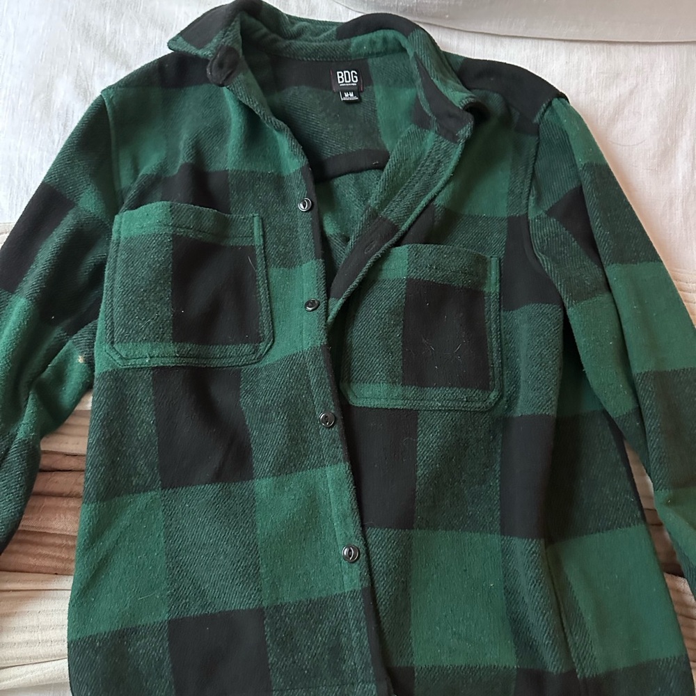 BDG Dark Green and Black Checkered Sherpa